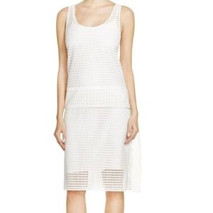 New with Tag DKNY White Razor Back Laser Cut Shift Dress size Small